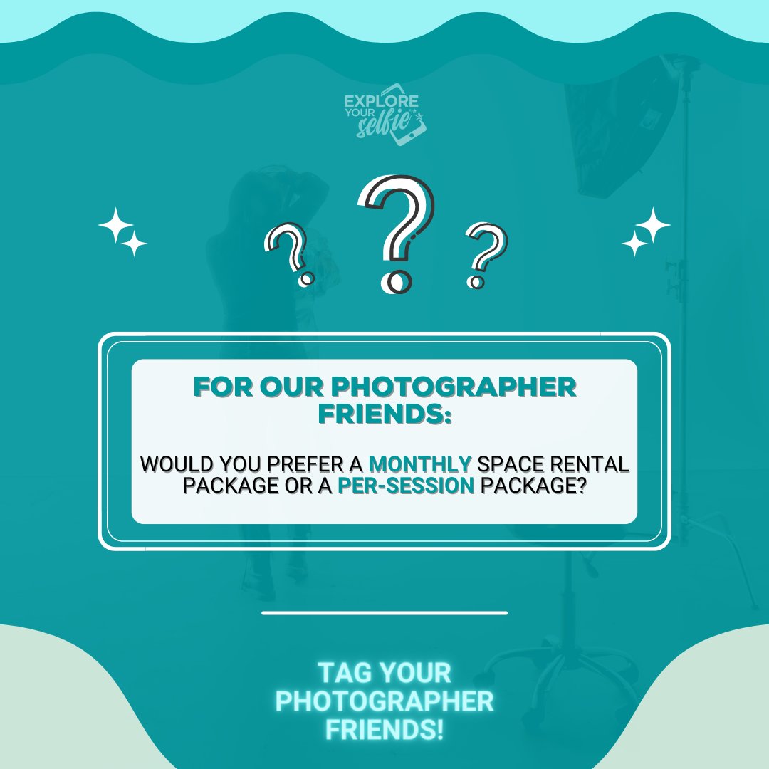 HEY PHOTOGRAPHERS! 🤔Would you prefer a M O N T H L Y package to shoot sessions or does it make more sense to reserve P E R - S E S S I O N? LET US KNOW! #photogrid #selfienation #selfie  #photographyislifee #photographerlife #selﬁe #photography📷
