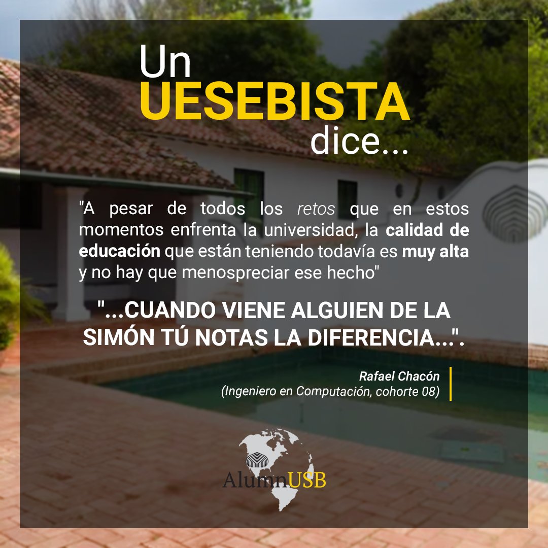 Alumn_USB's tweet photo. Rafael Chacón cohorte 08
💻 Ingeniero en Computación (USB).
Rafael es Co-fundador de Code For Venezuela
¡Nos encanta escuchar una y otra vez que marcamos la diferencia a donde quiera que vamos!
¿Les ha pasado alguna vez cuando te topas con un UESEBISTA?
#AlumnUSB #ConectaConLaUSB https://t.co/sL8U3oqerE