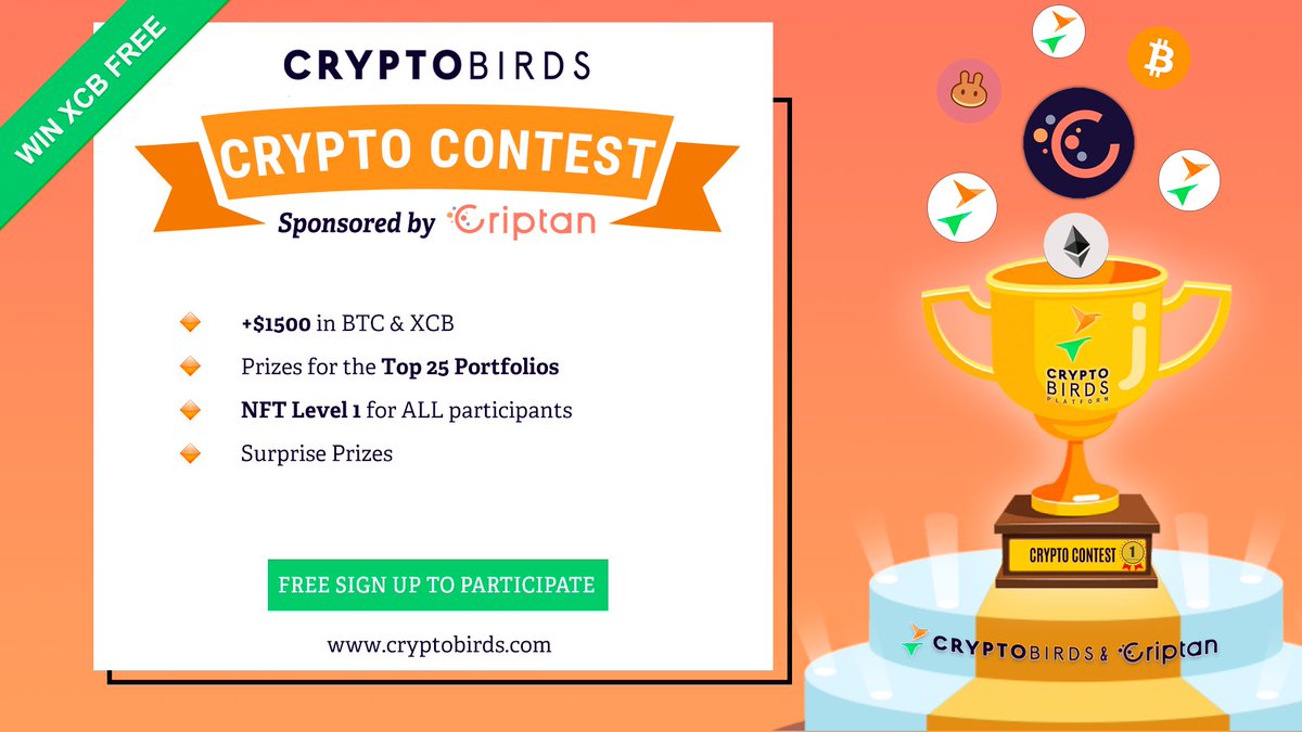 CryptoBirds's tweet photo. β° Countdown to participate #CryptoContestCriptan
π https://t.co/ueII4MrVOh
β
#NFT Level 1 for ALL participants
β
Big Prizes in #BTC and #XCB
β
Prizes for the Top 25 Portfolios
β° You only have: 0 days, 23 hs. and 58 min.
Sponsored by: @criptanapp https://t.co/fKT42L28Z0
