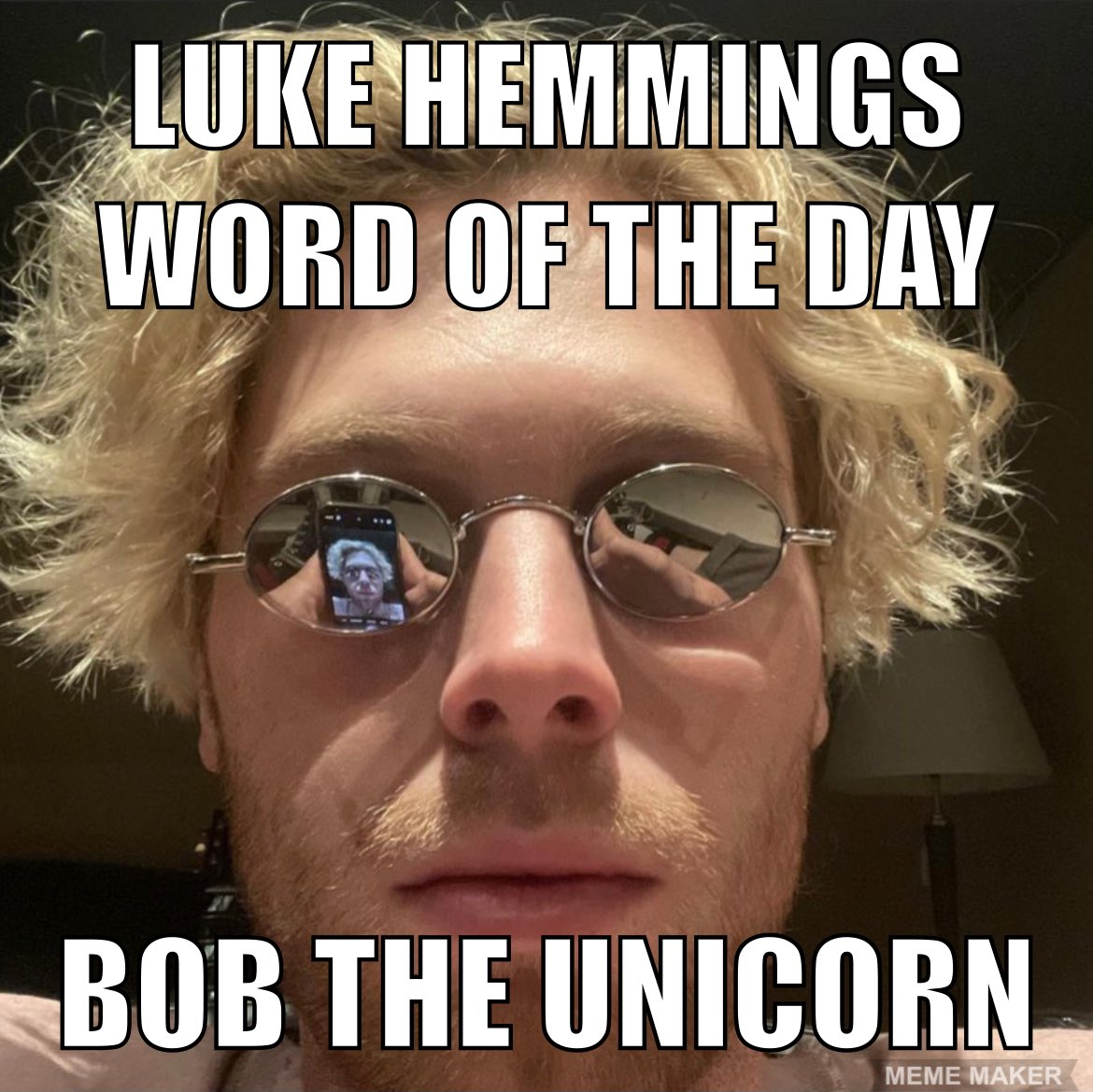 HEMMINGSWOTD's tweet image. the Luke Hemmings word of the day is: Bob The Unicorn