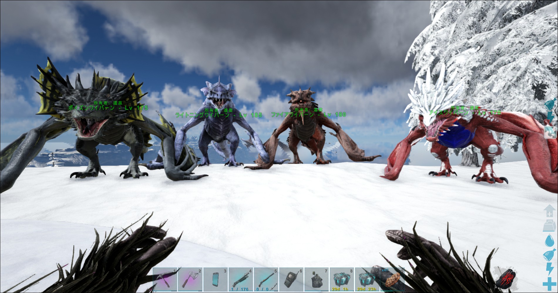 Marks 資源の回復に関してちょっと気になる事があった 石などが湧かなくなった状態で恐竜の体力回復を1000にしてゲームを始めたら 最初一回落ちたのだけど それ以降湧かなくなっていた石 レア が再度湧きだした エラー落ちすると資源を再起動させ