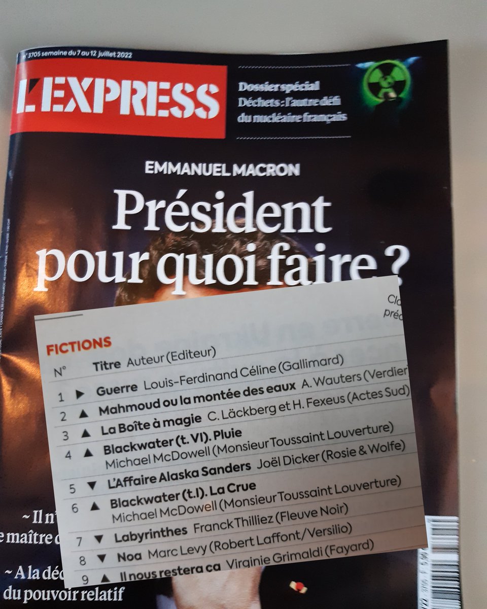 AstierPecherLit's tweet photo. N°2 des meilleures ventes de L'Express : MAHMOUD OU LA MONTÉE DES EAUX, d'Antoine Wauters (Éditions Verdier, 2021).
#prixdulivreinter
#prixwepler
#prixmargueriteduras https://t.co/Gl6G015Ldm