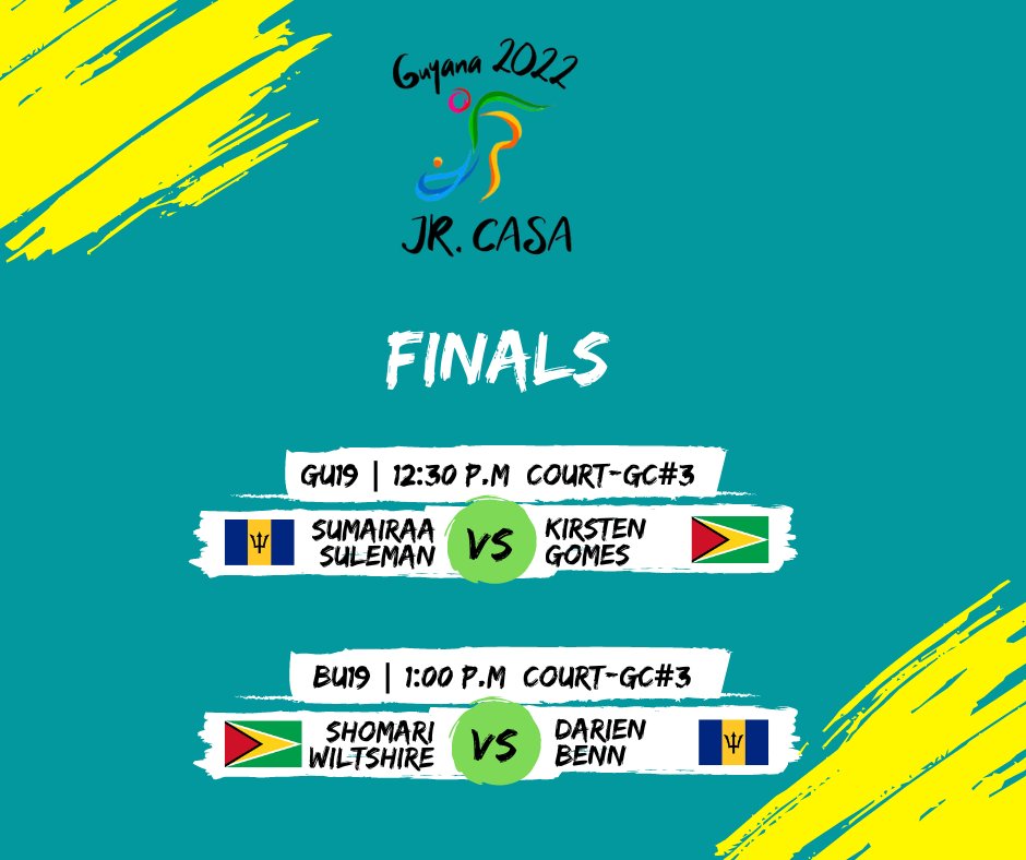 JUNIOR CASA 2022 - INDIVIDUAL CHAMPIONSHIP FINALS <a href="/BdosSquashAssoc/">BarbadosSquashAssoc.</a> <a href="/JamaicaSquash/">Jamaica Squash</a> <a href="/BermudaSquash/">BermudaSquash</a> <a href="/SVGSQUASH/">SVG SQUASH ASSOCIATION</a> <a href="/squashtt/">Squash T&T</a> @guyanasquash <a href="/SquashSite/">Squash Site</a>