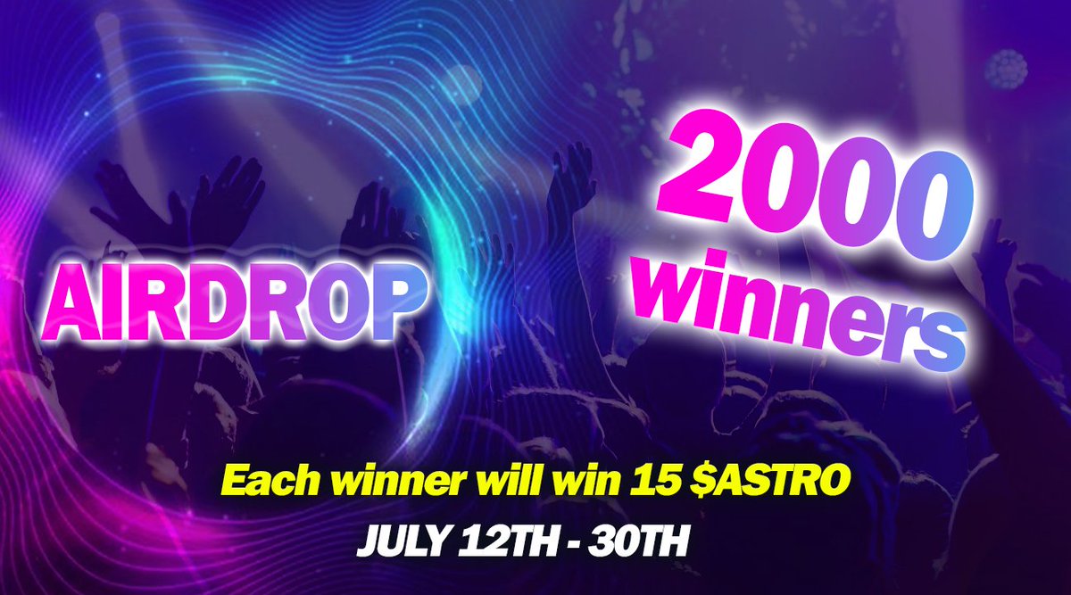 🪂 Airdrop #ASTROCASH is live! 
Join our #AIRDROP to be able to win 15 Astro tokens (~$4.5)
Join:t.me/AstroCashAirdr…
And follow the instructions in the link.
🚨 Airdrop rewards will be distributed to your wallet address after TGE and ⭐ 2000 lucky ones will be rewarded.