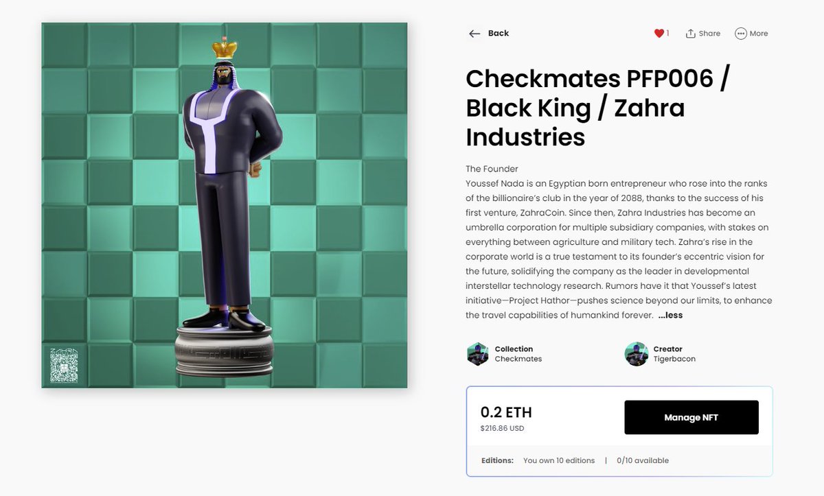 TigerBacon's tweet photo. @GameStopNFT @CheckMatesNFT 2/2 Check out the Bio for the King of the first set. The Founder, who kicks off the story of the season. The first chapter can be found on https://t.co/uhBoFNutZ5 https://t.co/ntRuDA0Y9X
