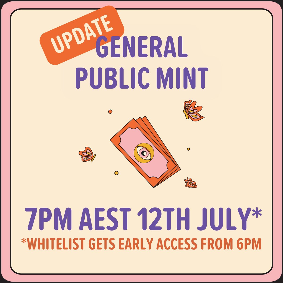 NFT MINT WILL BE LIVE LATER TODAY! 🔥 

Updated Minting Times Below:
✅ WL Early Access = 6pm AEST 12th July!
📅 Public Mint = 7pm AEST 12th July!

👍 Buy via our website - NO crypto needed! 
💳 Buy with credit/debit card!
👋 Join discord to learn more! 👇
discord.gg/tgig