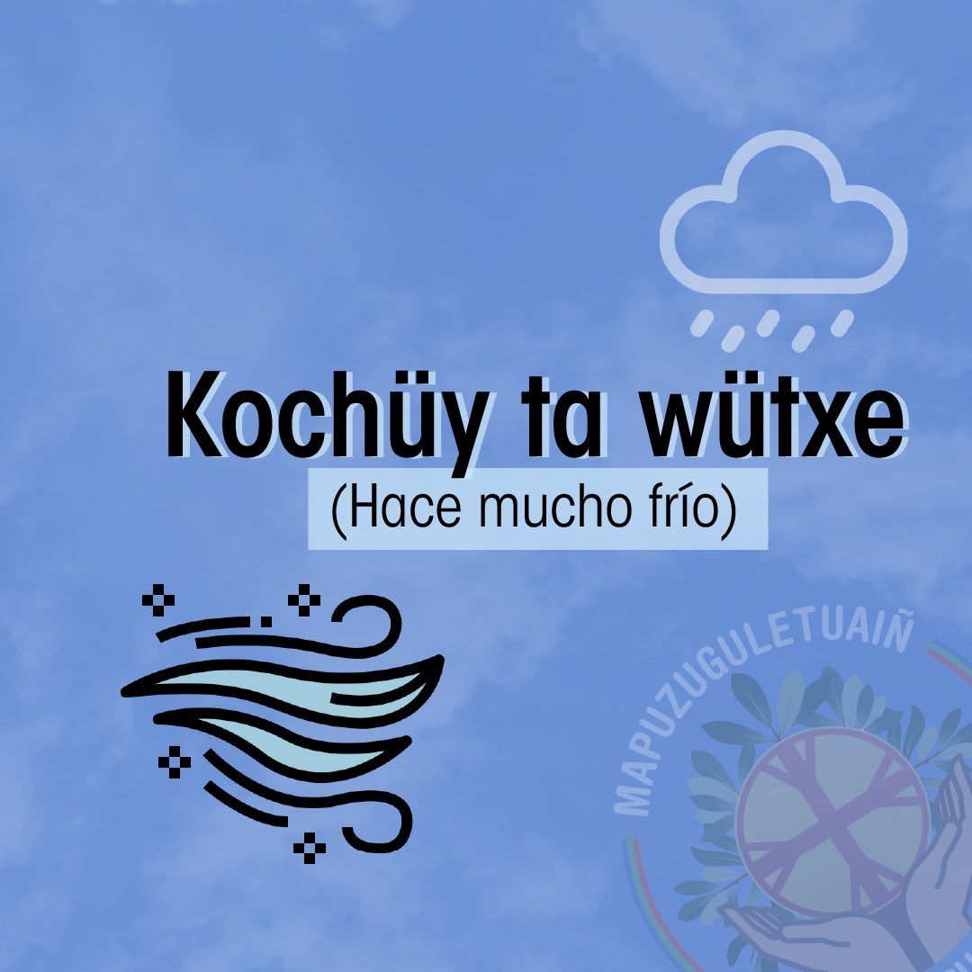 mapuzuguletuain's tweet photo. 4 expresiones en #mapuzugun cuando tienes muuuucho frío 🥶 ❄️

#mapuche #invierno #wallmapu #idiomas #pueblosoriginarios #frio https://t.co/Qkz2w0Dacq
