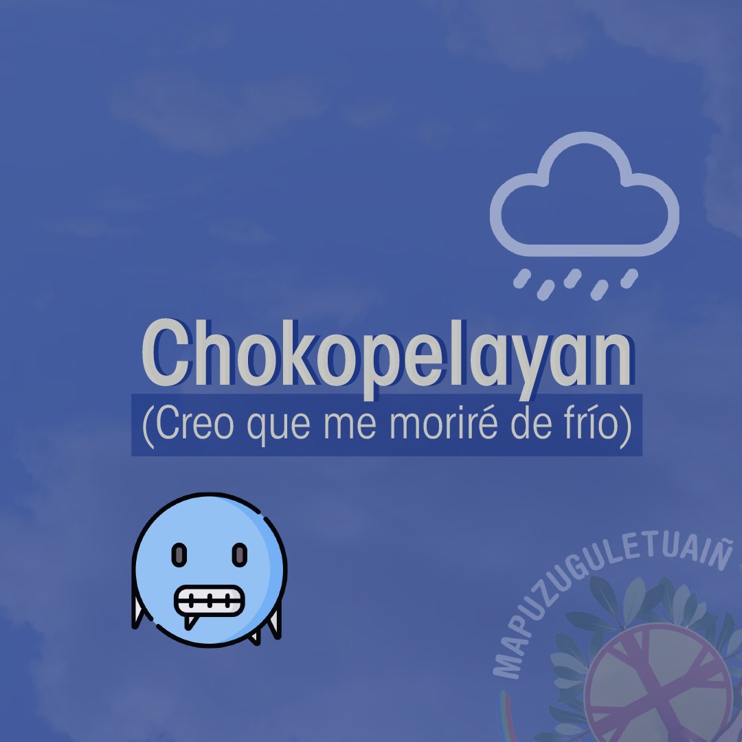 mapuzuguletuain's tweet photo. 4 expresiones en #mapuzugun cuando tienes muuuucho frío 🥶 ❄️

#mapuche #invierno #wallmapu #idiomas #pueblosoriginarios #frio https://t.co/Qkz2w0Dacq