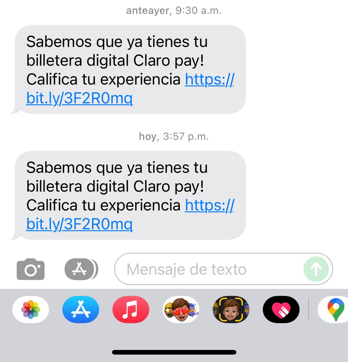 JulideRoca's tweet photo. @ClaroPay desde hace unos meses uso la app, hasta hoy han hechos mejoras significativas en UX, pero envian 2 SMS para calificar la experiencia y el deeplink me lleva al playstore :/ sin nisiquiera distinguir mi sistema operativo #malaexperiencia https://t.co/UCZN72fYsu