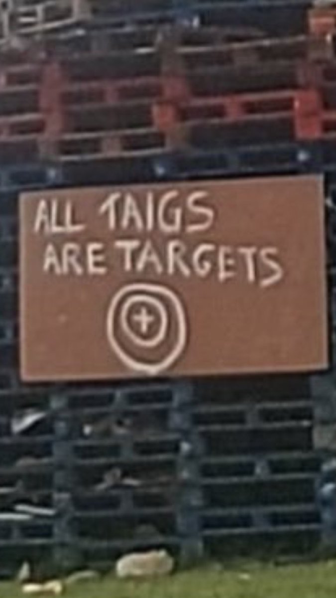 Imagine this said all blacks Muslims or lgbtq people are targets .. taigs is slang for catholics .. where’s the outcry and how is it allowed in this day and age 🤷‍♂️🤷‍♂️