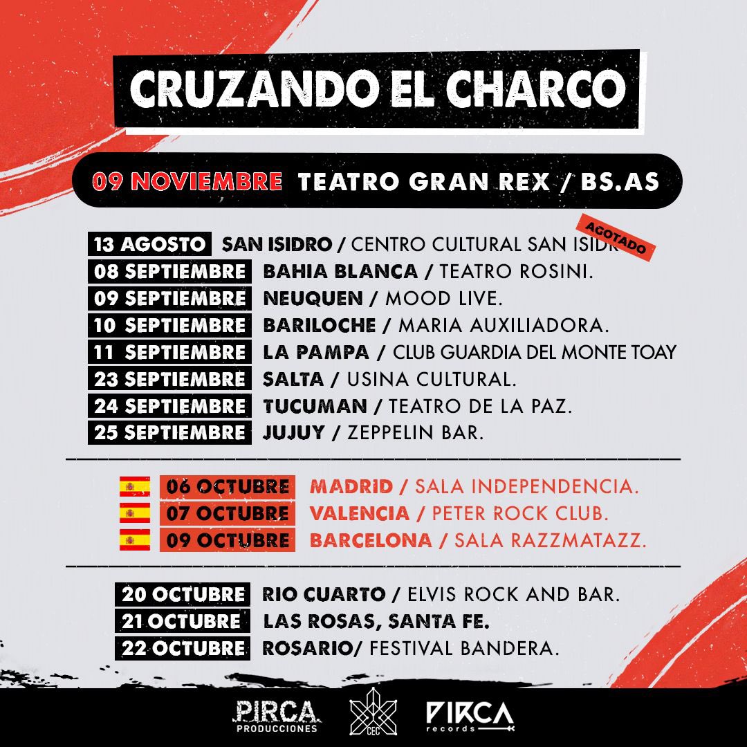 ElCharcoLaPlata's tweet photo. VOLVEMOS A SALIR DE GIRA! 🔥
Viajamos a varios destinos por primera vez!
En Septiembre nos vemos en Bahía, Neuquen, Bariloche, La Pampa, Tucuman, Salta y Jujuy!
En Octubre nos vemos en España 🇪🇸 y volvemos a Río Cuarto, Santa Fe y Rosario! https://t.co/Lbxj9L3c89