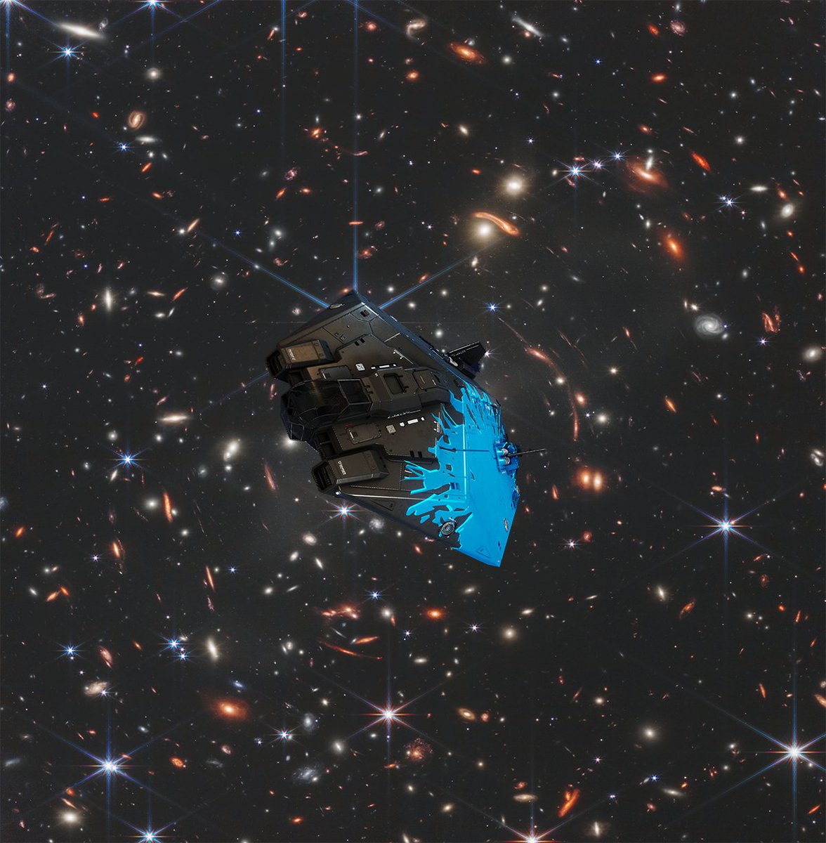 KellyOC_ch's tweet photo. I felt like the Webb photo was missing something... #EliteDangerous https://t.co/k0FSJMFB8n