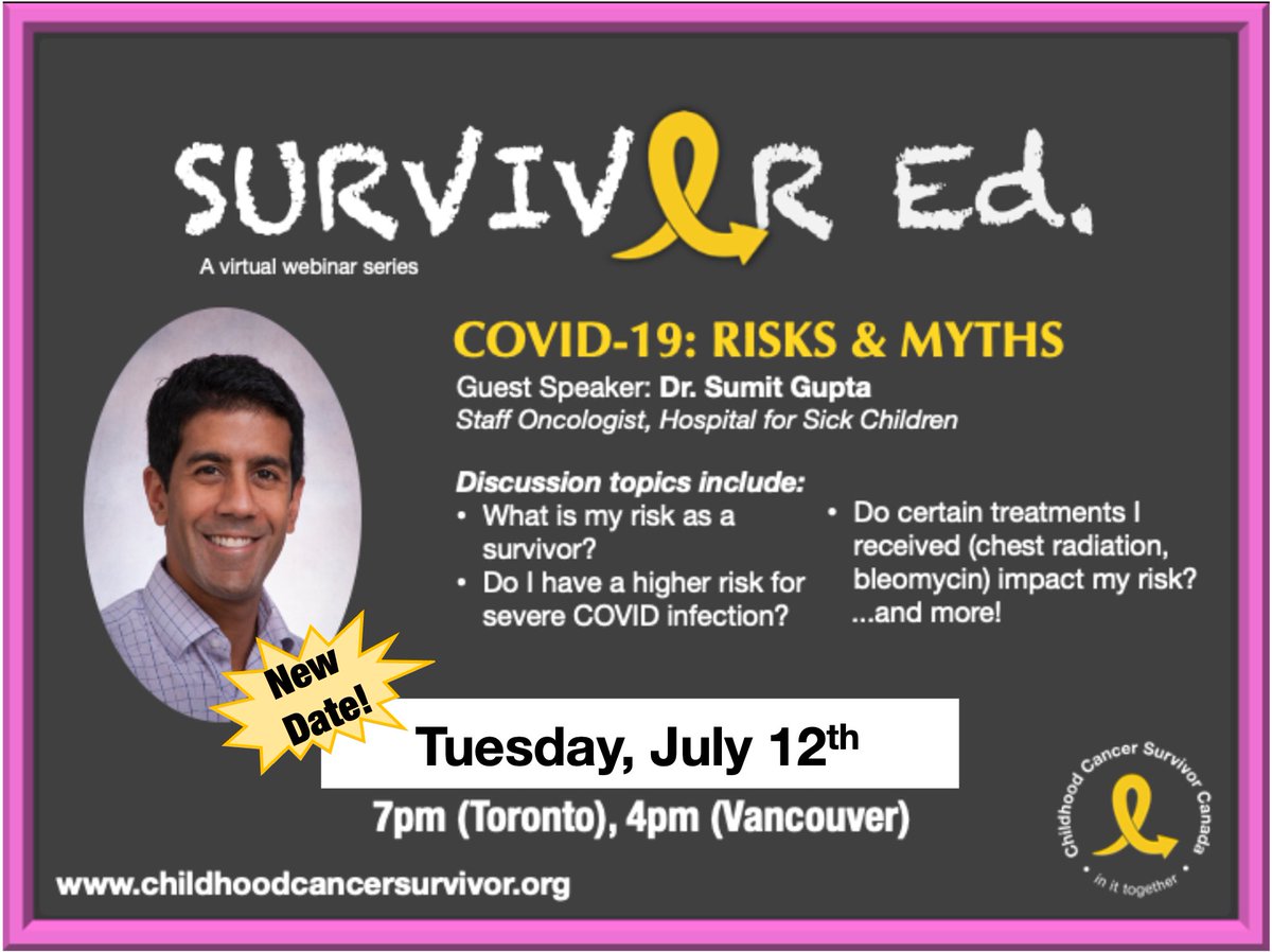 Childhood Cancer Survivor Canada (@childcancersurv) on Twitter photo Less than 24 hours away! Join us tomorrow evening for another Survivor Ed about Covid and survivorship featuring Dr. Sumit Gupta (<a href="/Zen_Sumit/">Sumit Gupta</a>) alongside survivor co-host Kafia both from <a href="/SickKidsCancer/">Garron Family Cancer Centre</a>. If you havenβt already, sign up here ππΌ eventbrite.ca/e/survivor-ed-β¦ Less than 24 hours away! Join us tomorrow evening for another Survivor Ed about Covid and survivorship featuring Dr. Sumit Gupta (<a href="/Zen_Sumit/">Sumit Gupta</a>) alongside survivor co-host Kafia both from <a href="/SickKidsCancer/">Garron Family Cancer Centre</a>. If you havenβt already, sign up here ππΌ eventbrite.ca/e/survivor-ed-β¦