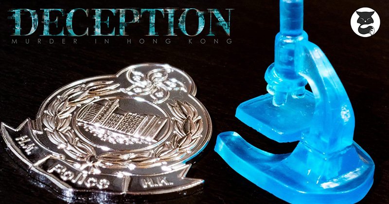 GreyFoxGames's tweet photo. These Deception: Murder in Hong Kong upgrades won't improve your detective work.....or will they? #DeceptionGame #game #Gaming #kickstarter #Crowdfunding #Games #boardgame #boardgamer #boardgames #tabletop #TabletopGames #BGG #GameNight #GreyFoxGames