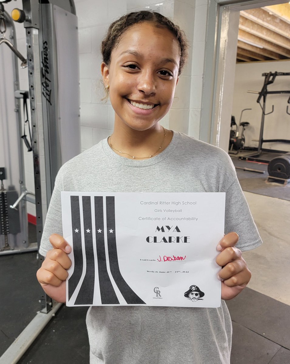 CRHSgirlsvb's tweet photo. Congratulations to Mya Clarke for being voted by her teammates for demonstrated "Accountability" during the week of June 20th-23rd. #MakeItHappen #LetsRaidersVolleyball 🏐💪🏽🖤❤️🤍 https://t.co/7zgKZz7LuN