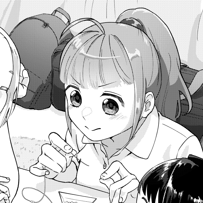 ふろっぴさん「若気のやくそく」
ビーズの指輪を作る女の子3人のイラスト。どんな約束をしているのでしょうか?
#レモネード告知 
