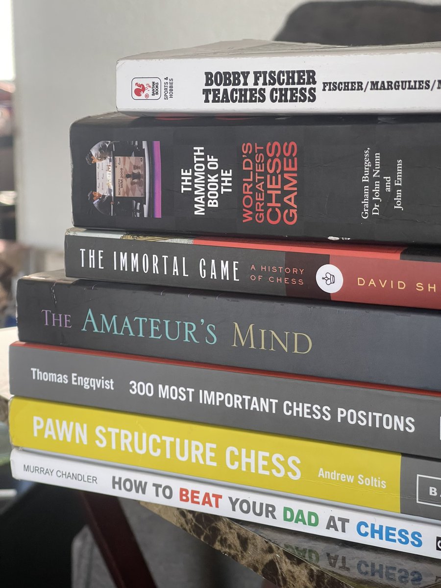 Aguilar3D's tweet photo. Added Amateur’s Mind, and 300 Most Important Chess Positions to my slow growing collection. How to Beat Your Dad is being given to my daughter because she asked for book also. Hope she finds this game as interesting as I do #chessbooks #adultimprover #growingproblem #chesspunks https://t.co/XJevjpye1r