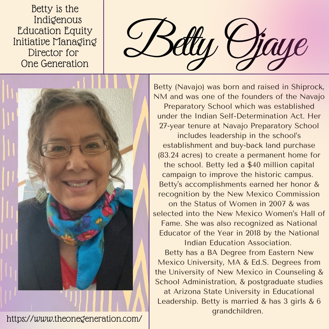 IndigenousFarm's tweet photo. Betty Ojaye #Navajo is #OneGeneration's Indigenous Education Equity Initiative (IEEI) Managing Director this initiative works towards #Indigenous #educational #equity &amp; #communitybased #solutions for #student #success &amp; will empower #families for educational equity in our schools https://t.co/f5lrm0k1DB