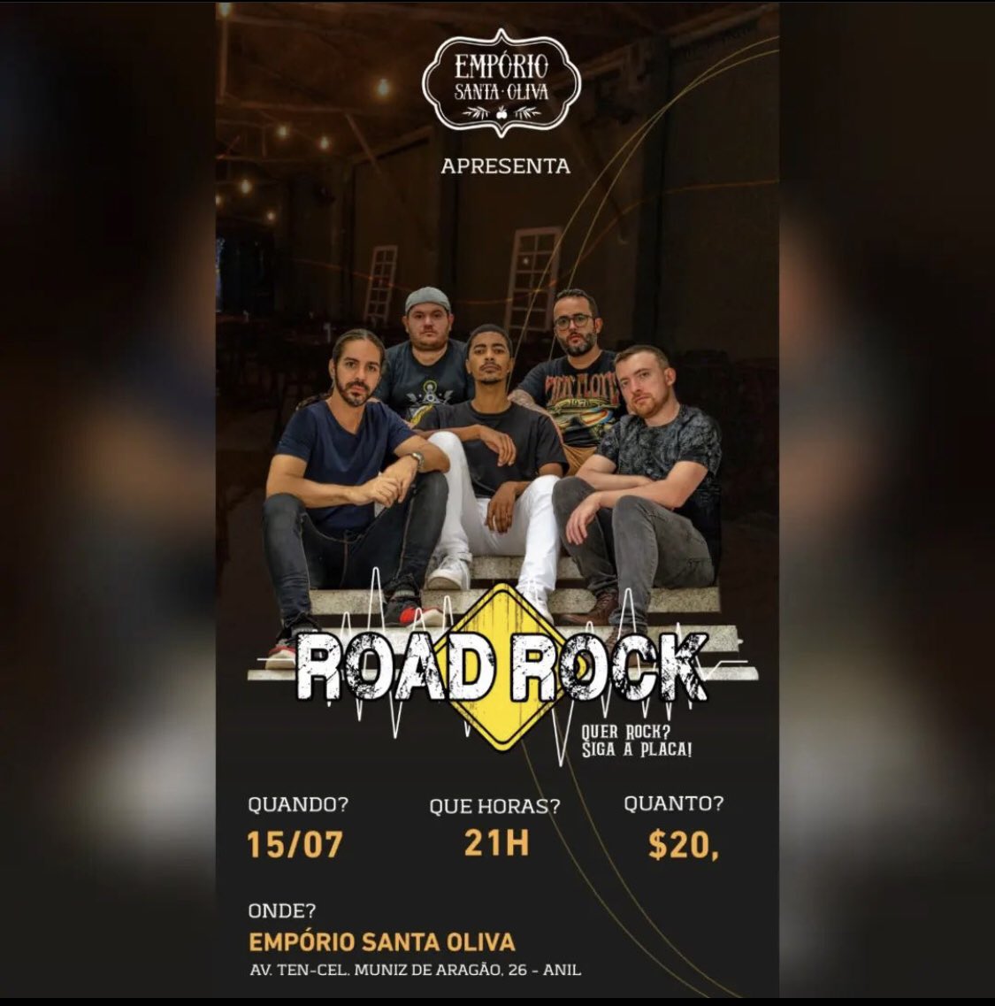 BandaRoadRock's tweet photo. Na próxima sexta (15/07) estaremos no @emporiosantaoliva no bairro do Anil (Jacarépagua).
Lá faremos o nosso show RADIO ROCK HITS : clássicos do rock e do pop !
O show começará as 21hs, e entrada custa 20 reais!
Quer Rock? Siga a Placa!

#rj #rock #riodejaneiro #sigaaplaca #findi https://t.co/ct37q5uHPN