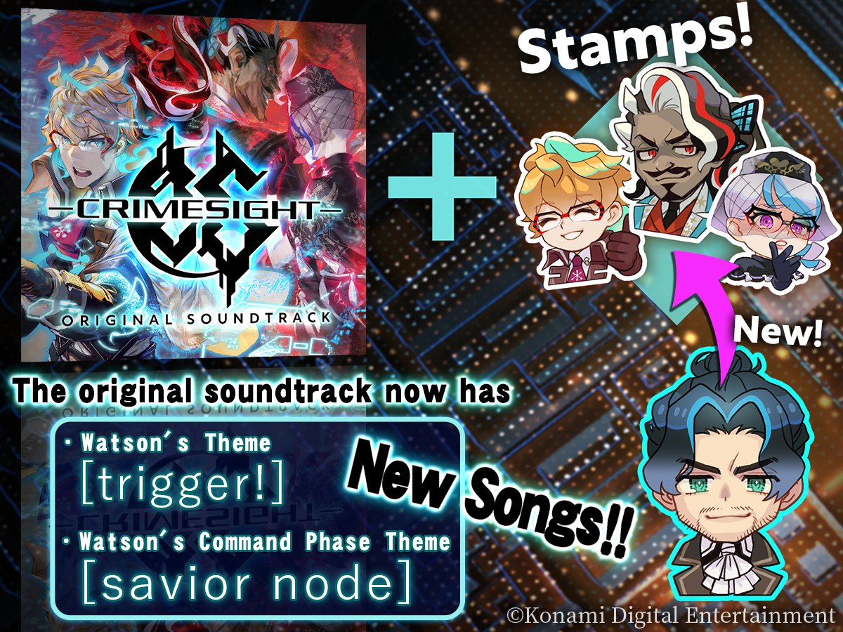 Watson's theme and Command Phase BGM have been added to the "CRIMESIGHT OST (+Game Stamps)"!
Purchases include 160 stamps for you to use in-game.

store.steampowered.com/app/1879320/

#CrimeSight
#OST
#SoundTrack
#Watson
