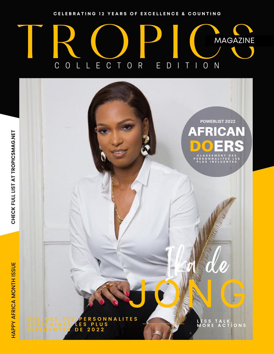 🙏🏽🙏🏽🙏🏽🙏🏽🙏🏽🙏🏽
Chaque année, le magazine sud-africain #TropicsMagazine révèle sa liste des 700 #personnalités africaines les plus influentes, plus connue sous le nom de #AfricanDoers. Cette liste est une célébration des grands esprits qui œuvrent à positionner l'Afrique . Merci 🙏🏽