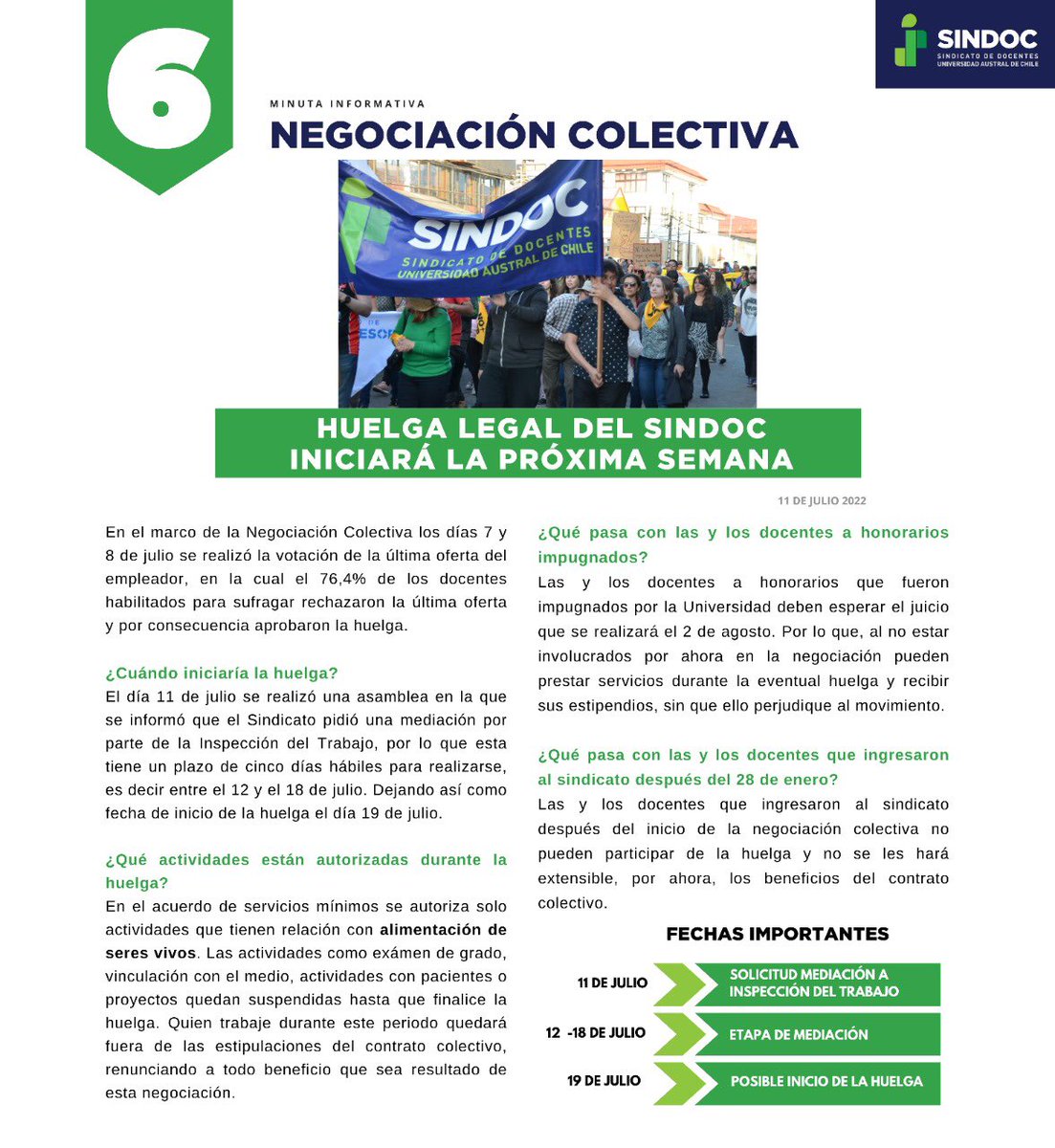 SindocUach's tweet photo. 🚨INFORMACIÓN IMPORTANTE🚨

👉🏻 Compartimos la información entregada hoy en la asamblea #SINDOC sobre la #huelga en el marco de la #NegociaciónColectivaUACh 🎓🪧

#Valdiviacl
#Osorno
#PuertoMontt
#Coyhaique https://t.co/qcnzwqIRCY