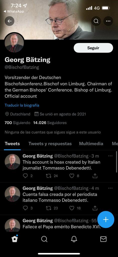 #Fakenews El Vaticano no ha hecho un pronunciamiento oficial sobre el fallecimiento del papa emérito Benedicto XVI.
