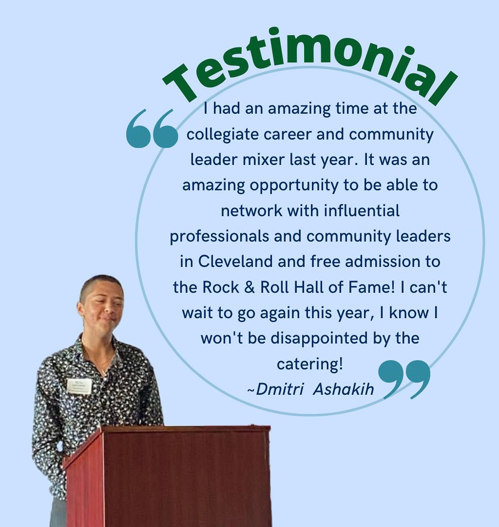 SOTC_CLE's tweet photo. The SOTC Collegiate Career and Community Leader Mixer is a great opportunity to network with local professionals and students at the Rock and Roll Hall of Fame! But don't take our word for it, take it from someone who attended the event last year! 

#SOTCcareermixer#SOTC#intern https://t.co/uQmB5Vb2MD