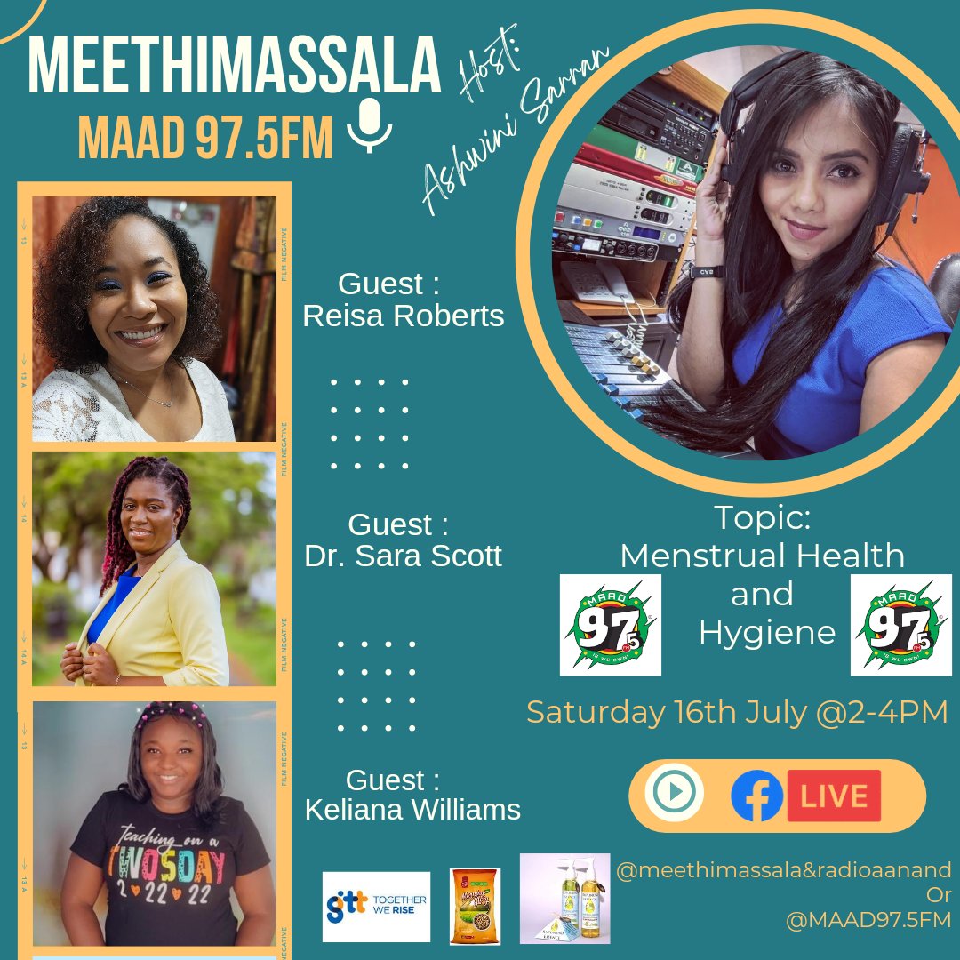 AshwiniSarran's tweet photo. SRHR - A will be in studio this Saturday to discuss menstrual Health and hygiene!
#radioaanand #meethimassala #georgetown #desi #radio #music #VirtualRadio #properconvos #hinduism #menstrualhealth #menstrualhygiene https://t.co/BOZBAyAXOQ