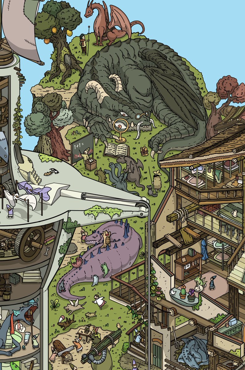 tree stairs dinosaur monster bird outdoors dragon  illustration images