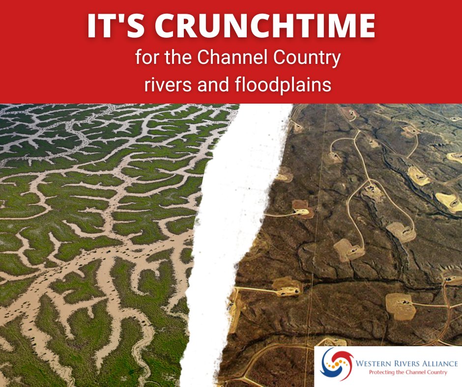 WestQldRivers's tweet photo. It's #crunchtime ⚠️⚠️
With the LEB Stakeholder Advisory Group meeting for the last time, the Palaszczuk Gov must get on with protecting the Channel Country rivers & floodplains once and for all.
While they stall oil and gas giants are on the march.
#tooprecioustofrack https://t.co/hRK5FbThh2