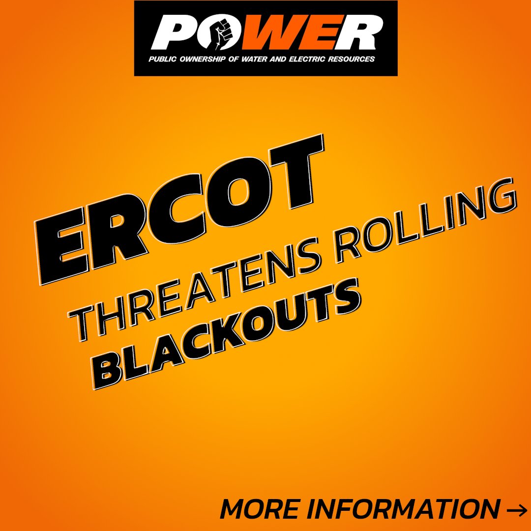 wepowertx's tweet photo. The Electric Reliability Council of Texas (ERCOT) is asking TX residents and businesses to conserve power due to energy shortages.

Read more⬇️ https://t.co/pRPCYVoDut