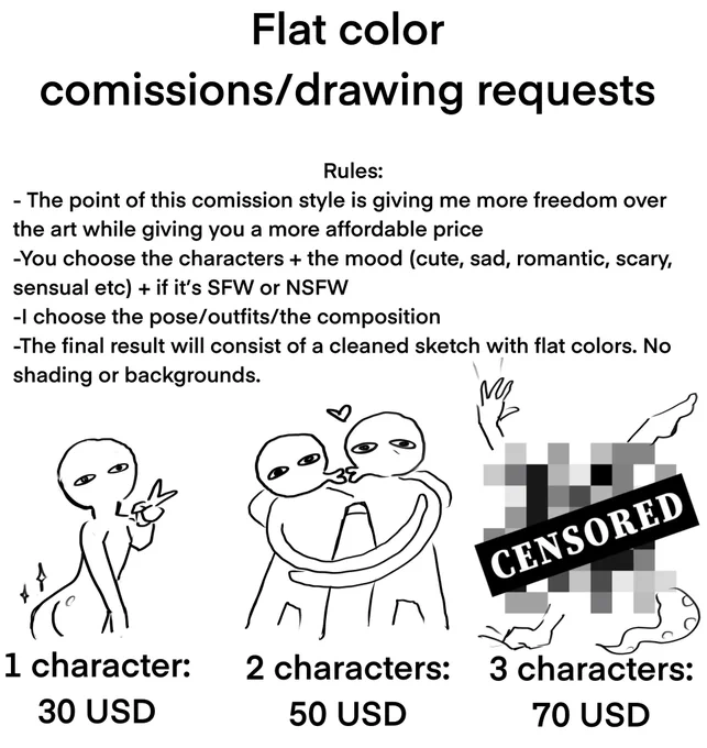 Im trying out this new tier of comission! 
Please read the rules and if you have any doubts, feel free to comment or send me a DM. 