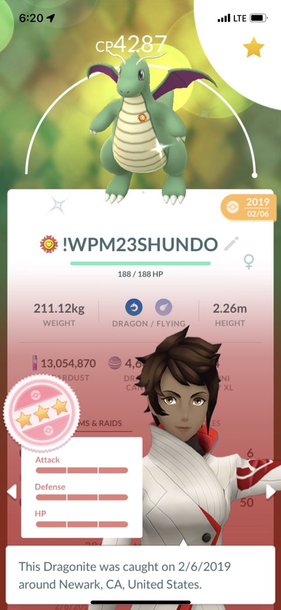 WolfPackMan23's tweet photo. Max out Monday! One of my first SHUNDOs! Level 51 Dragonite 😍 https://t.co/1PpuXZcchr