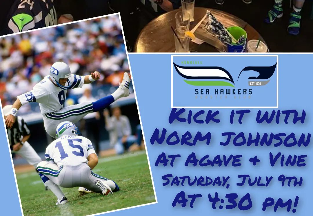 The #HonoluluSeaHawkers were able to collect 145 school supply items as part of their 'Kick It With Norm Johnson' event at Agave & Vine last Saturday! Mahalo to Norm, those that donated, and all those that made this event a success!
Go #Seahawks 
@Sea_Hawkers
#12s4good
#12s