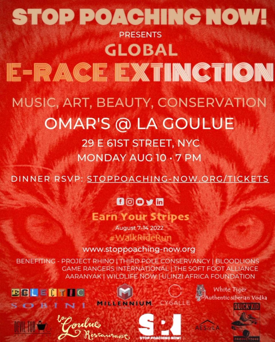 SPNOfficial_'s tweet photo. With our 3rd Annual GLOBAL E-RACE EXTINCTION happening soon (8/7/22-8/14/22) we invite you to join us at the following events!! For more information please visit: https://t.co/YcpHSyEGOF #StopPoachingNow #WalkRideRun #earthfocus #protecttheplanet #protecttheanimals https://t.co/zz3vIFwyX4