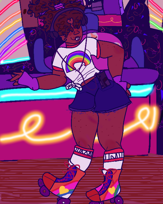 bunbops's tweet photo. i made a #strangerthings oc! This is frankie, nby rainbow babe. Their parents own a rollerskating rink/arcade just out of town that they work@ after school.They're in robins class, always listening to music, kinda a weeb, &amp; have tons of (wrong) theories abt whats up w hawkins https://t.co/2JPNPxJzqJ