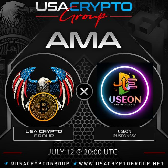 AMA tomorrow with the world's first use-to-earn token! Whitelist and Cash Prize wil be given away!  Join our TG t.me/USACryptoGroup…   #usacryptogroup #ama #useon USACryptoGroup.net