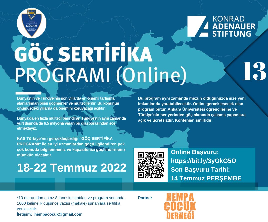 SBF MÜGAM - KAS Online Göç Sertifika Programı-13 <a href="/hempacocuk/">Hempa Çocuk Derneği</a> ev sahipliğinde 
18-22 Temmuz 2022
<a href="/mmerdogan1103/">M. Murat Erdoğan</a>
<a href="/AUSBFM/">Siyasal Bilgiler Fakültesi - Mülkiye</a>  
<a href="/celikorhan/">Orhan Celik 🇹🇷</a>
<a href="/Gocidaresi/">Göç İdaresi Başkanlığı</a>
<a href="/gokceok/">Doç. Dr. Gökçe Ok</a>
<a href="/igam_academy/">İGAM Academy</a>
<a href="/anastasia_pazer/">Anastasia Pazer-Ilgaz</a>
<a href="/unutulmazonur/">Onur Unutulmaz</a>
<a href="/KoserSebnem/">Sebnem Koser</a>
<a href="/HakanGulerce/">Hakan Gülerce</a>
<a href="/fulyamemisoglu/">Fulya Memisoglu Zaimoglu</a>
<a href="/MNuriGultekin/">Mehmet Nuri Gültekin</a>
<a href="/nhleminoglu/">Dr. Nihal Eminoğlu</a> başvuru👇