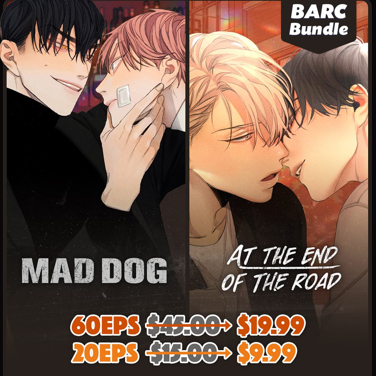 LezhinComics_US's tweet photo. BARC Bundle of this week is...
🐶Mad Dog🐶
❤️‍🔥At the End of the Road❤️‍🔥
👉 https://t.co/HuRsdAPlVx

🐶 20 EPS / $15.00 -> $9.99
❤️‍🔥 60 EPS / $45.00 -> $19.99
⏰ Limited Time : ~ JULY 1️⃣7️⃣ (PDT)

#MadDog #AttheEndoftheRoad #BARCBundle #OnlyonLezhin https://t.co/o8riKeKEyv
