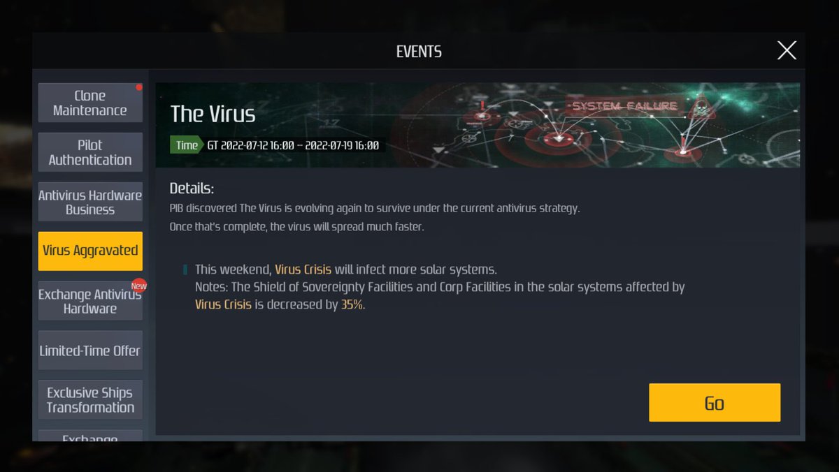 📢This Week's In-game Events Preview
1⃣Emergency Recruitment
2⃣Pilot Authentication
3⃣Antivirus Hardware Business
4⃣The Virus
5⃣Exchange Antivirus Hardware
6️⃣Badge Challenges
#SG #events