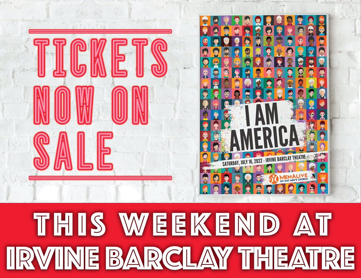 MenAliveChorus's tweet photo. 🎶 It’s almost time for our final concert of the season, I Am America! 🎶 Join us at the Irvine Barclay Theatre on Saturday, July 16 for a concert full of today’s hits, including songs from Lizzo, Lil Nas X, Janet Jackson, and more. 

Get your tickets at https://t.co/J8gHW9lYbV! https://t.co/J5QYE0h9i3