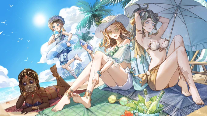 Dear Detectives, it's the peak of the summer beach party! Join us by the beach to soak in the sun and have a ball of a time!🏖

#IdentityV #Summer #Illustration 