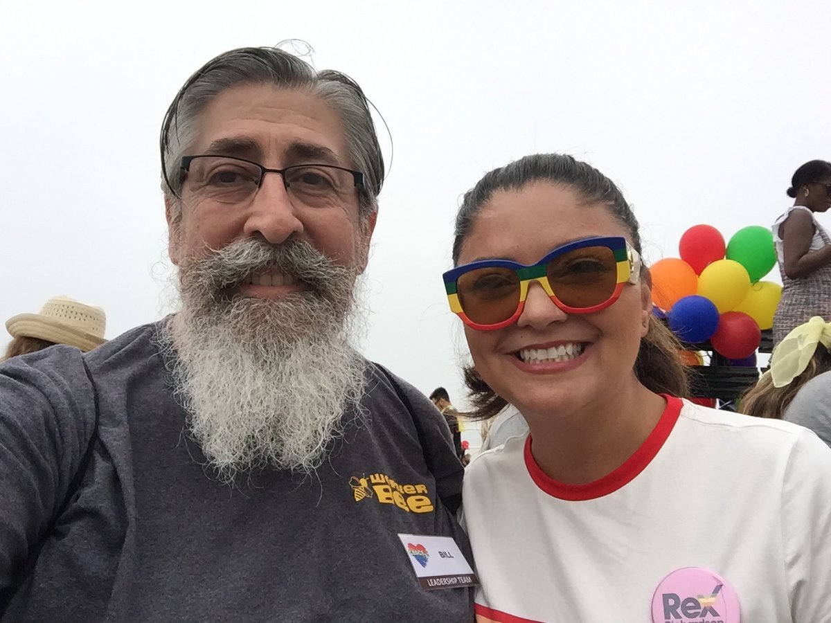LBGrayPanthers's tweet photo. Long Beach Gray Panthers Bill Sive had a few minutes to speak with our State Senator Lena Gonzalez at the Long Beach Pride Parade.  Senator Gonzalez supports DEI and LGBTQ+ older adults. https://t.co/ig4B6JoAuv