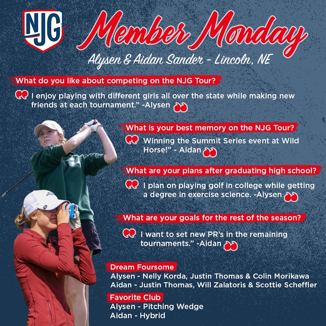 It’s #MemberMonday and we’re highlighting a pair of twins on the #NJGTour! 🏌️‍♀️🏌️‍♀️

Lincoln’s <a href="/AlysenSander/">Alysen Sander</a> and <a href="/aidan_sander1/">Aidan Sander</a> share more about their game, memories on the tour and more. 😁