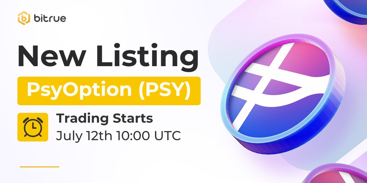 BitrueOfficial's tweet photo. #PsyOptions $PSY is coming to Bitrue spot trading. 
@PsyOptions

- Deposits are open right now
- Trading starts 10:00 UTC today
- Pairs are PSY / $USDT

Details - https://t.co/yEGY7AS3cP https://t.co/oAgkHnSFuY