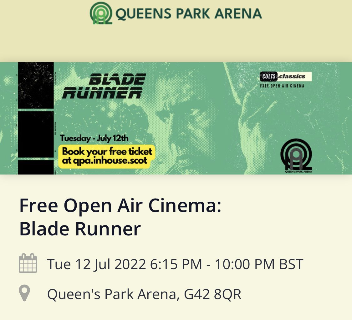 MoquetteFilms's tweet photo. Tonight! Do No Harm is showing before the screening of Blade Runner at @QueensParkArena - we’re excited for you to see it!! #outdoorcinema #bladerunner #shortfilm https://t.co/vlvvRbqUaF