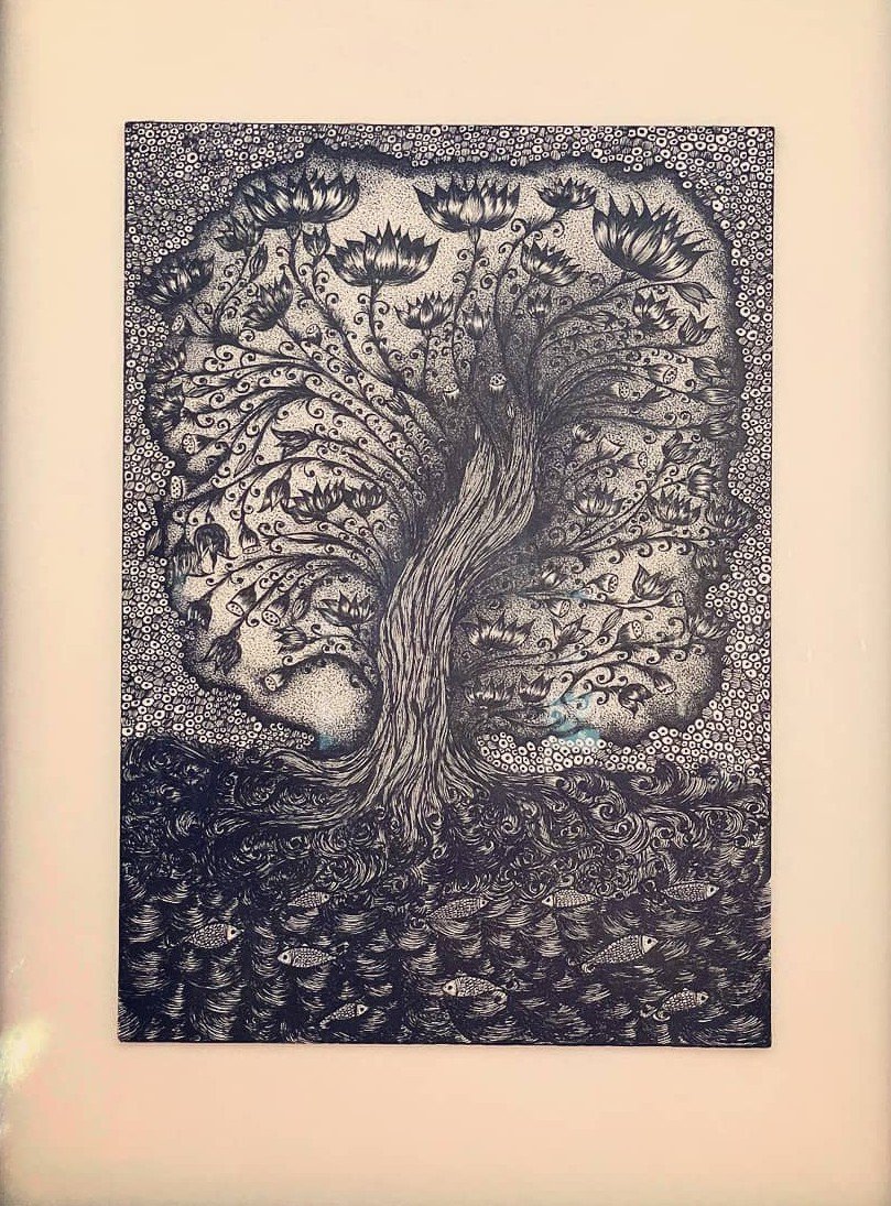 swadha's tweet photo. Lotus Tree. Pen on paper. 
#NFTCommunity #NFTs #NFTartist #WomeninNFTs #ArtistOnTwitter https://t.co/ZIDB2ncORu