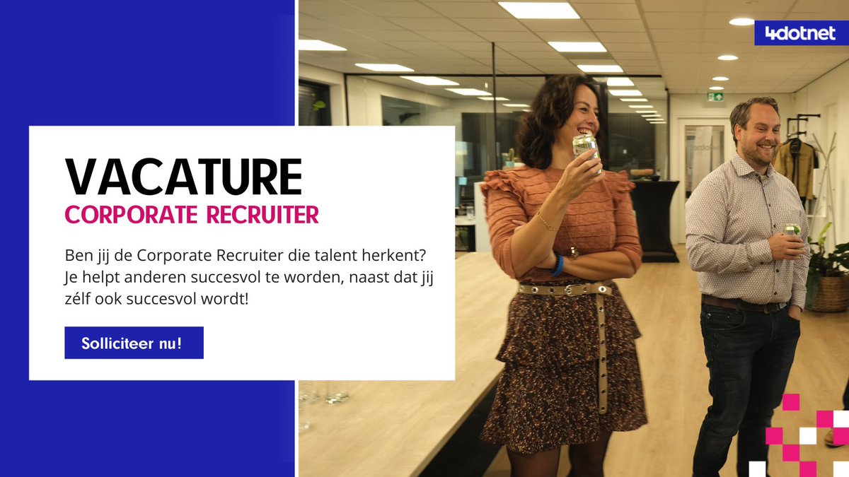 Ben jij de Corporate Recruiter die talent herkent? Heb jij een straatvechtersmentaliteit en haal je plezier uit het laten opbloeien van de carrière van anderen? In deze toffe baan krijg je ook de kans om jezelf te ontwikkelen. Solliciteer direct: bit.ly/3xUYx3X