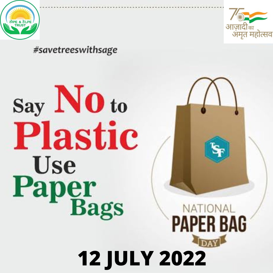hnhtrustindia's tweet photo. H&H Trust Wishes "NATIONAL PAPER BAG DAY" the day aims to promote the use of paper bags instead of plastic.#NationalPaperBagDay #hnhtrustindia #savetreeswithsage https://t.co/2kiKgLkWlc